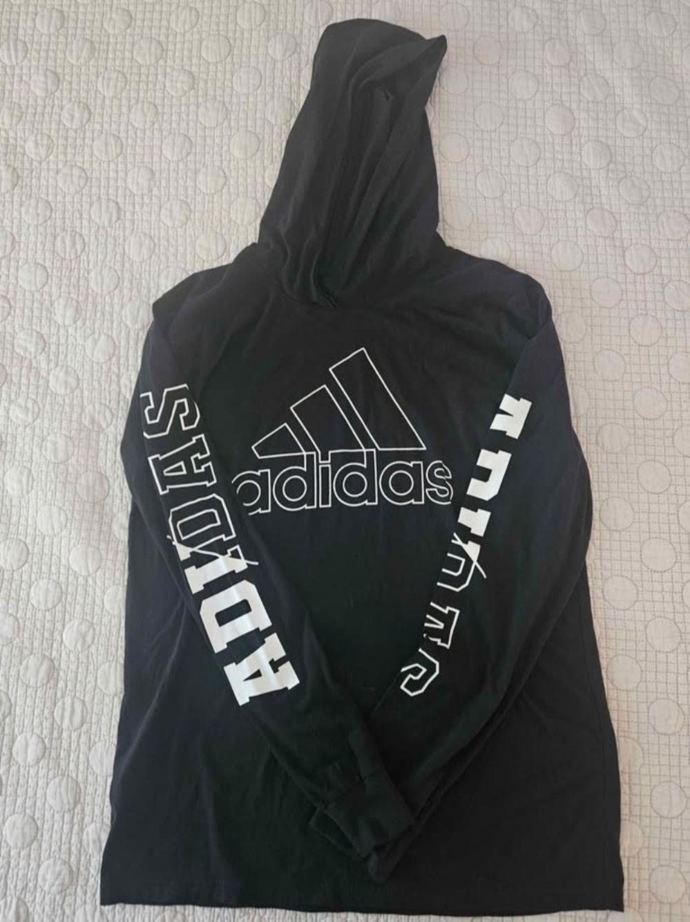 adidas Kids Black Hoodie with White Logo